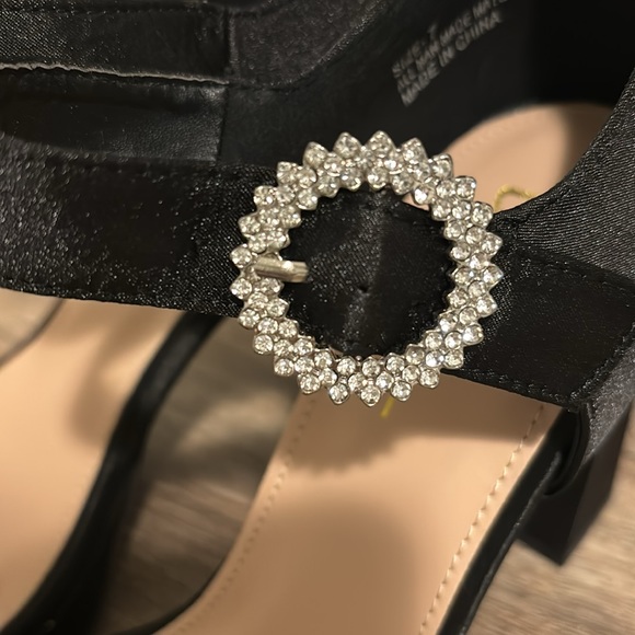 Satin Rhinestone Block Heels - Picture 4 of 10
